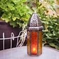 thumbnail image 6 of In the Breeze 9214 — Orange & Yellow Large Hex Tealight Lantern — Moroccan-Style Boho Chic Tealight Glass and Metal Tabletop Lantern, 6 of 6