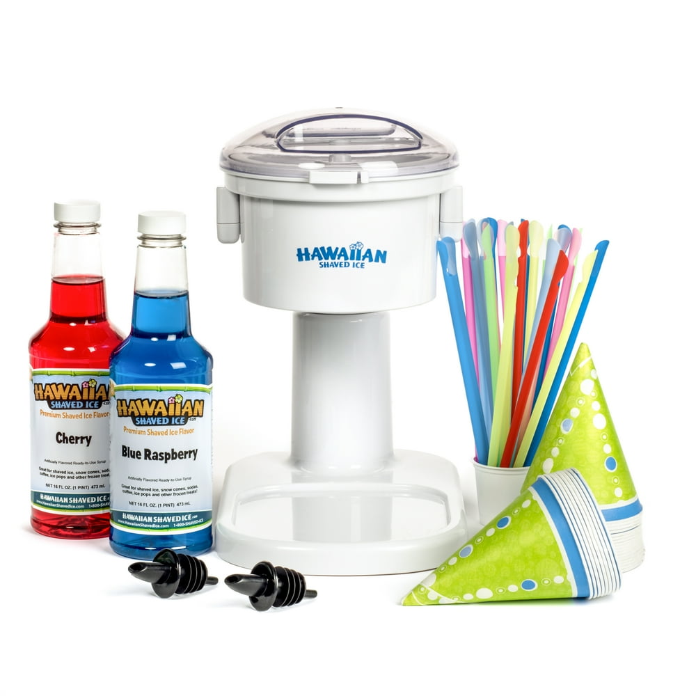 Hawaiian Shaved Ice KidFriendly Snow Cone Machine Package with Syrup