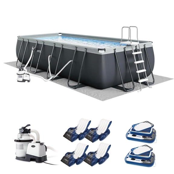 INTEX 18ft x 9ft x 52in Ultra XTR Above Ground Pool, Floats (4 Pack), & Coolers (2 Pack)