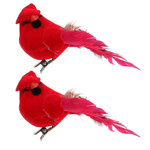 unbranded 2pcs Christmas Decorations Red Birds Simulated Bird Decor Bird For Christmas Ornaments Fake Red Birds With Clip Fake Birds Christmas Birds Decoration