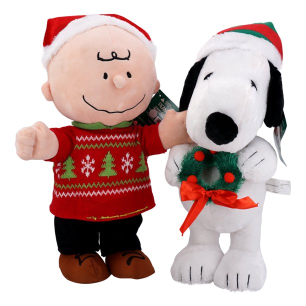 Snoopy And Charlie Brown Holiday Greeters (24 in ea) Peanuts Plush Doll