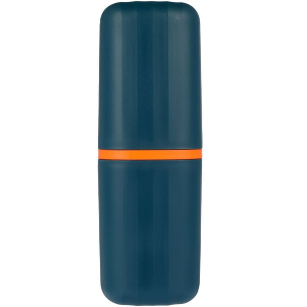 NUOLUX - Estuche de viaje para cepillos de dientes con tapa, portátil, para guardar pasta de dientes (azul oscuro)