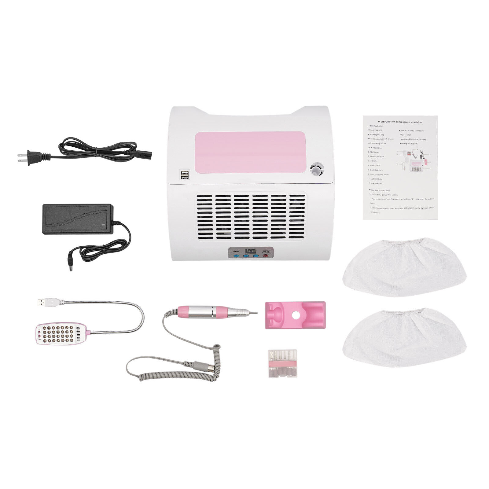 Electric Nail Dryer Led Lamp Uv Light Corded Nail Lamp Manicure 60w Led Light Pink