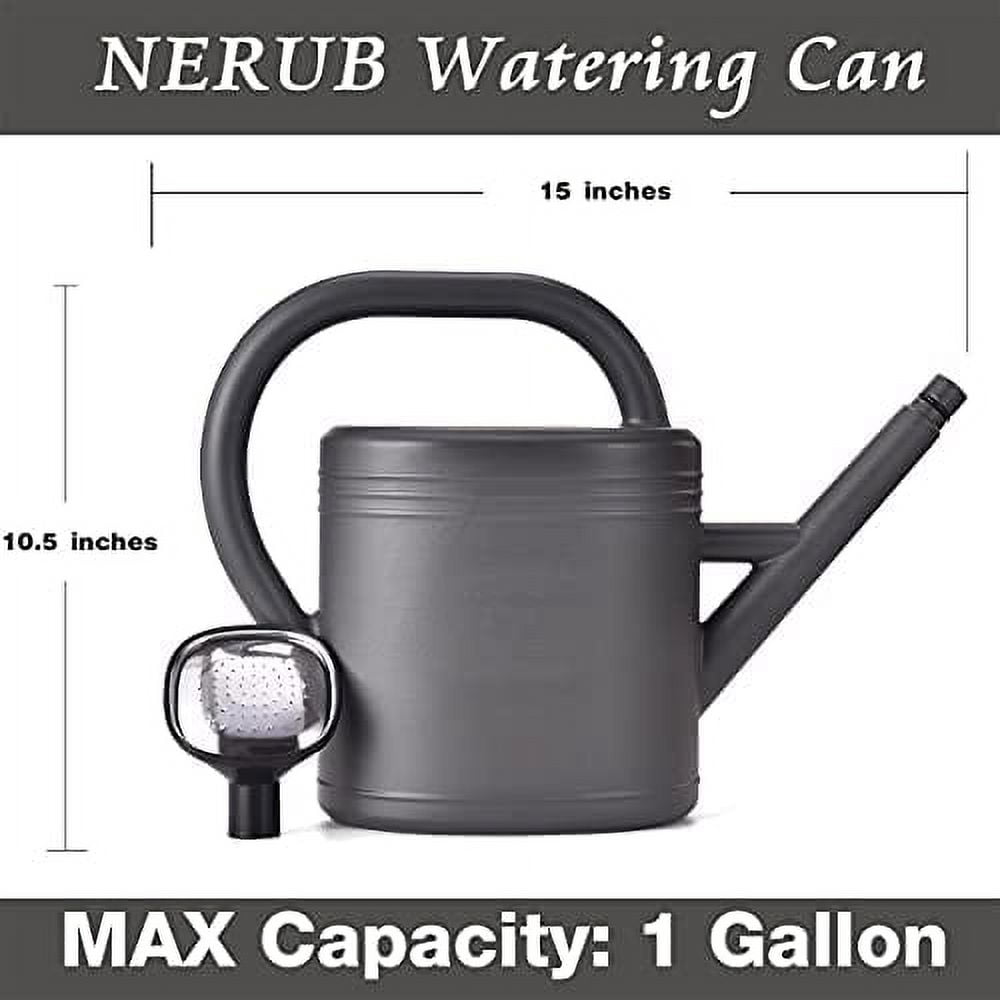 Watering Can 1 Gallon for Garden, Indoor Plants, Outdoor Plant House Flower, Large Long Spout with Sprinkler Head (Grey)