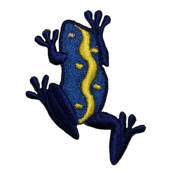 ID 0024 Blue Frog Yellow Stripe Dots Climbing Embroidered Iron On Applique Patch