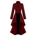 thumbnail image 4 of Leodye Robe Médiévale à la Mode et Confortable pour Femmes, Queue-de-Pie, Ourlet Irrégulier, Haut long Rétro Rouge 4(S), 4 of 5