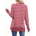 thumbnail image 2 of ZUKMRJPC Women's Casual Long Sleeve Shirts Fashion Striped Loose Crewneck Soft Breathable Lightweight Daily Wear Basic Cotton Tee Tops, 2 of 7