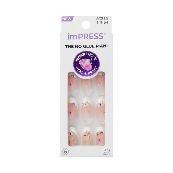 KISS imPRESS Design  Press on Nails, Astrology, Neutral, Medium Oval, 30 Count