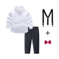 thumbnail image 3 of Splozh Baby Formal Outfit Boy Fashion, Long Sleeves Shirt Trousers Bow Tie Outfits Sets Weddings Soft Comfortable Breathable,Red,2-3 Years, 3 of 5