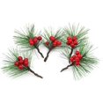 thumbnail image 4 of 12 púas de pino artificiales de 2,36 pulgadas para Navidad, púas de bayas, púas de corona de hoja perenne y ramas de pino, tallos de bayas de acebo para manualidades de bricolaje, guirnaldas navideñas, 4 of 6