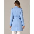thumbnail image 4 of DARING DIVA Faux Suede Trench Coat Notched Lapel Double Breasted Jacket XS Sky Blue, 4 of 6
