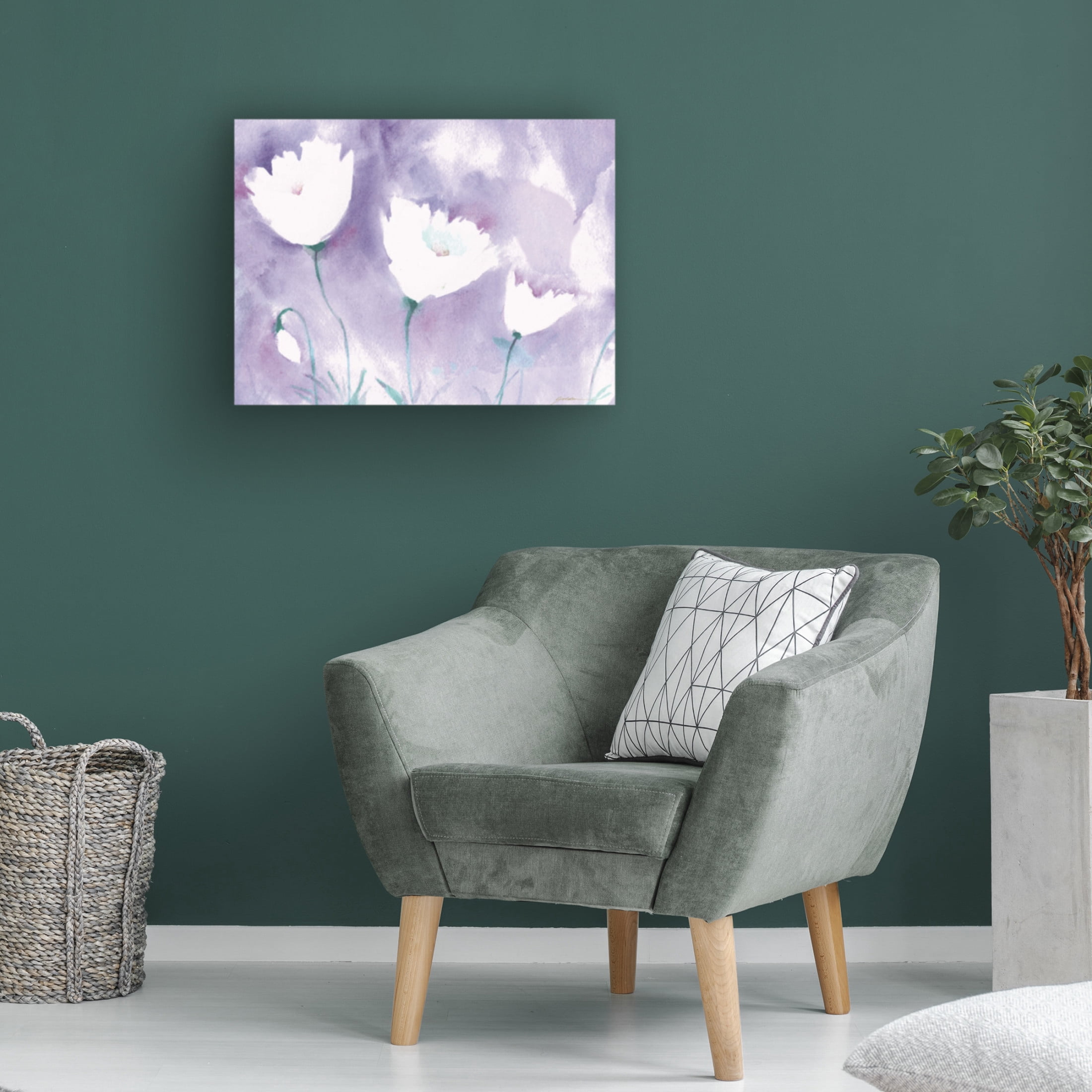 Canvas Wall Art - Sheila Golden 'White Poppy #1' Wall Art for Living Room, Bedroom, or Office Décor by Trademark Fine Art - 47 x 35 Inches