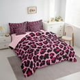 thumbnail image 3 of Castle Fairy Cheetah Print Girl 7-Piece Bedding Comforter Set,Black Pink King Bedding Sets,Abstract Gradient Ultra Soft Bed Sheets,Super Cozy Room Decor, 3 of 8