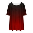 thumbnail image 6 of Yghzkop Women's Plus Size T-shirts Pleated Round Neck Casual Tops Ombre Print Summer Cotton Blend Top Loose Lightweight Breathable Blouse Weekend Getaway Ready Grocery Run Style Sweatshirts, 6 of 6