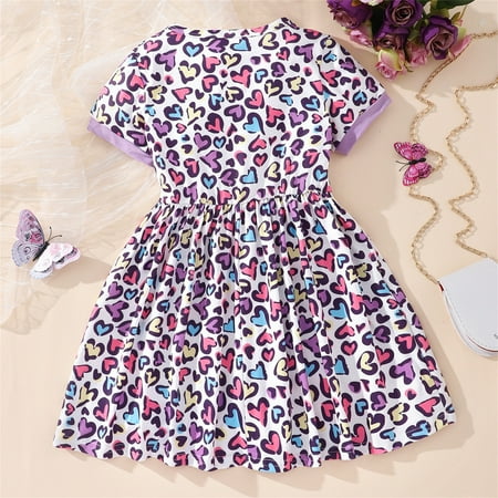 

PEASKJP Dresses Girls Children Girls Summer Bowknot Chiffon Floal Floral Short Sleeve Elegent Dress Solid Halter Dress for Girls Purple 7-8 Years
