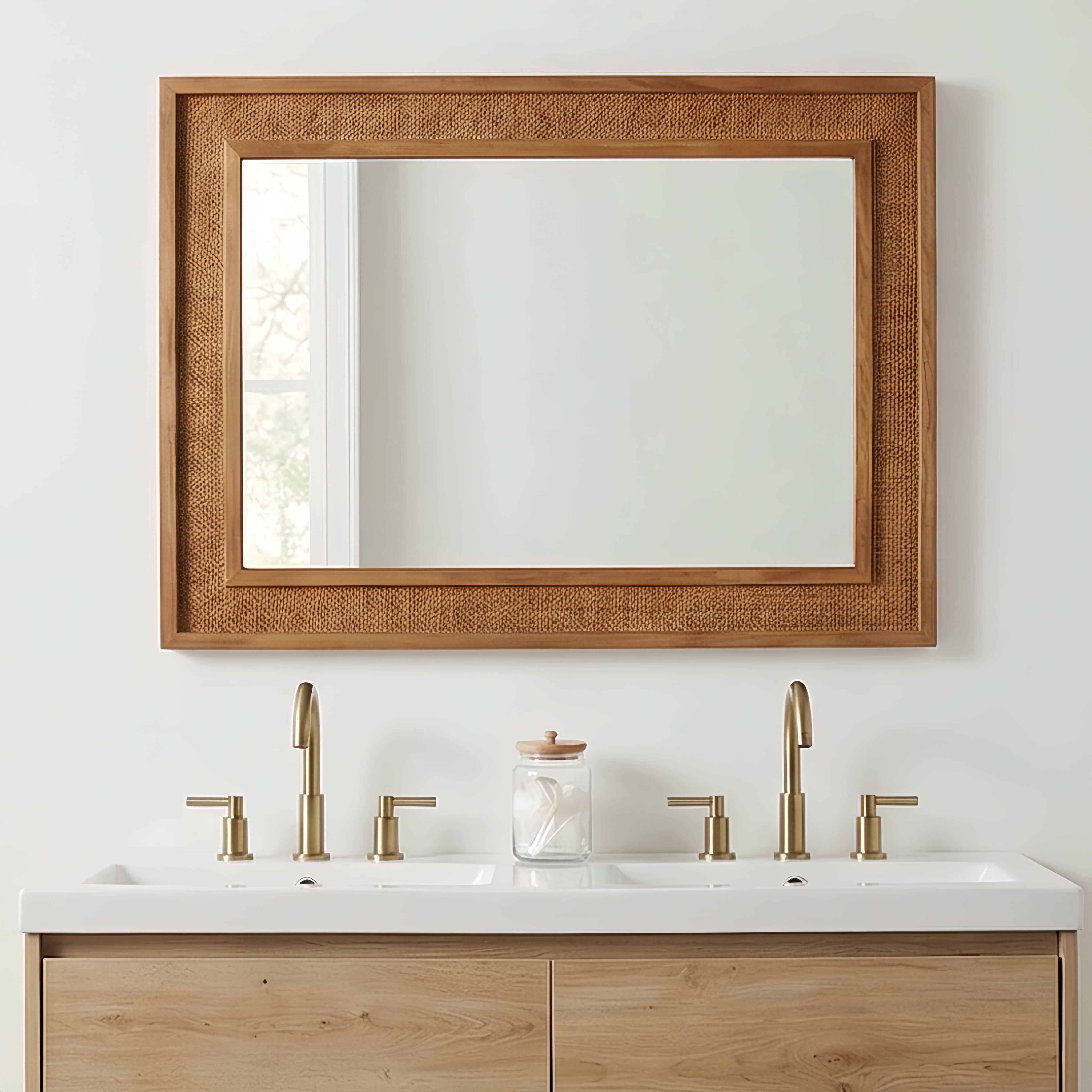 Leumius 36"x 24"Rectangular Bathroom Mirror Wall Mirror Wooden Frame Decorative Mirror for Farmhouse,Bathroom,Home Decor,Brown