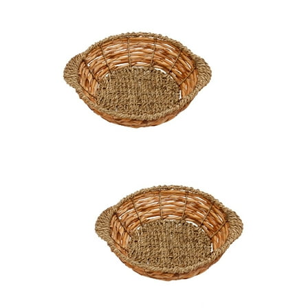 2 Count Basket Wicker and Straw Pot Mat Desktop Casserole Holder