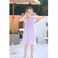thumbnail image 4 of Aideaone Girls Chiffon Dress Flutter Ruffle Short Sleeve Kids Square Neck Frocks Purple 6-13Y, 4 of 8