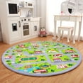 thumbnail image 5 of Yesfashion Carpets Area Rugs Washable 4'*4' Round Road and Traffic Rug Non Slip Kids Playmat City Map Educational Rug Bedroom Kids Boys Room,Gray Gray Street 4*4ft circle, 5 of 7