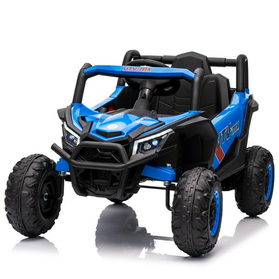 Towallmark 12V Kids Ride On UTV Truck with Remote Control, 4WD/2WD Switchable & 4 Spring Suspension, Electric Car with Safety Belt & Bluetooth Music for Ages 3-8,Blue