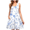 thumbnail image 1 of Vestido Casual de las Mujeres sin Mangas en Gradiente Cuello de Tripulación, Vestido Ligero de Primavera Y Verano de Poliéster, 1 of 5