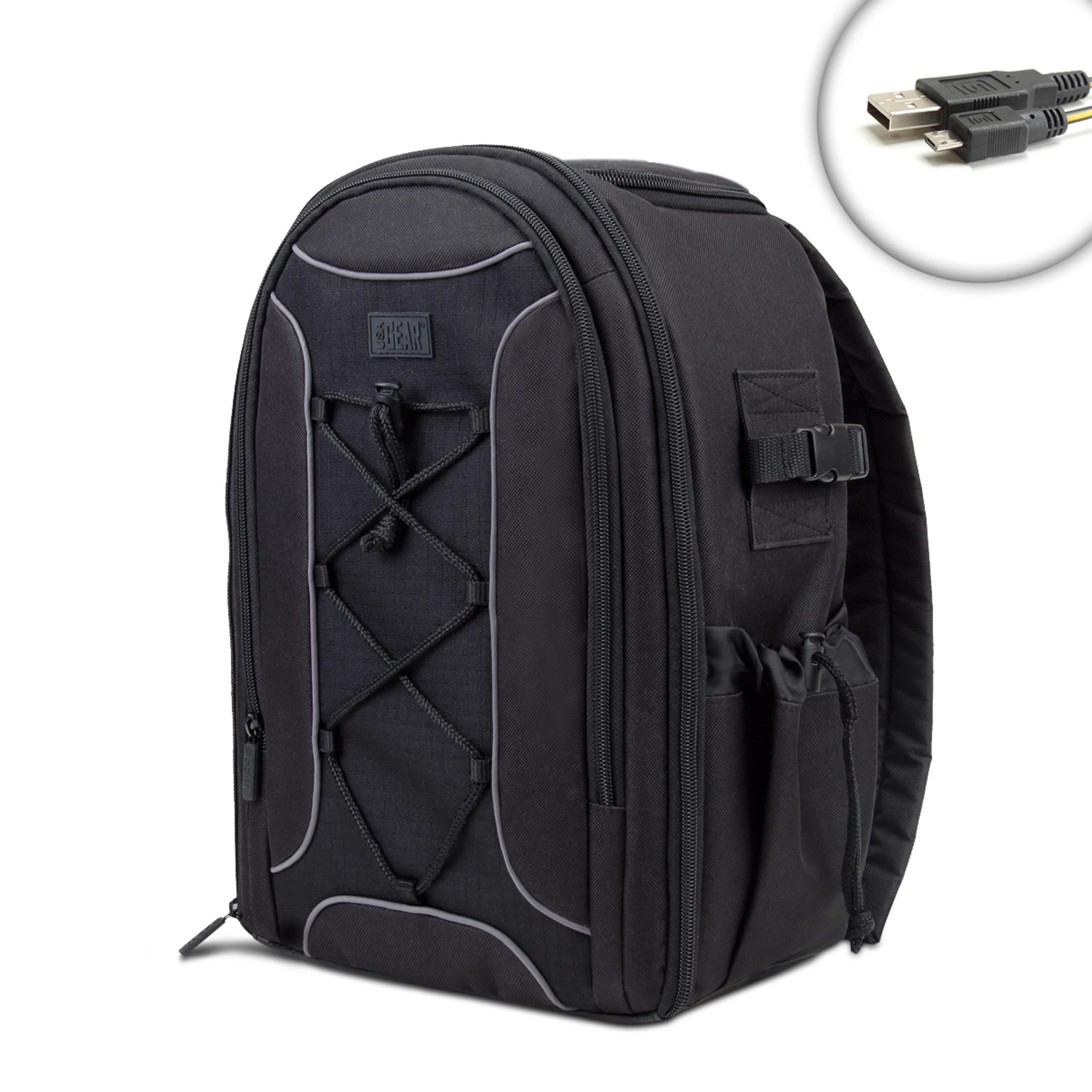 DURAGADGET Water-Resistant Black Backpack with Customisable Interior & Raincover Compatible with The Topelek 8 x 21