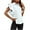 White, variant on Women Ruffle Button Down Shirts Short Sleeve Lapel Tops Blouse