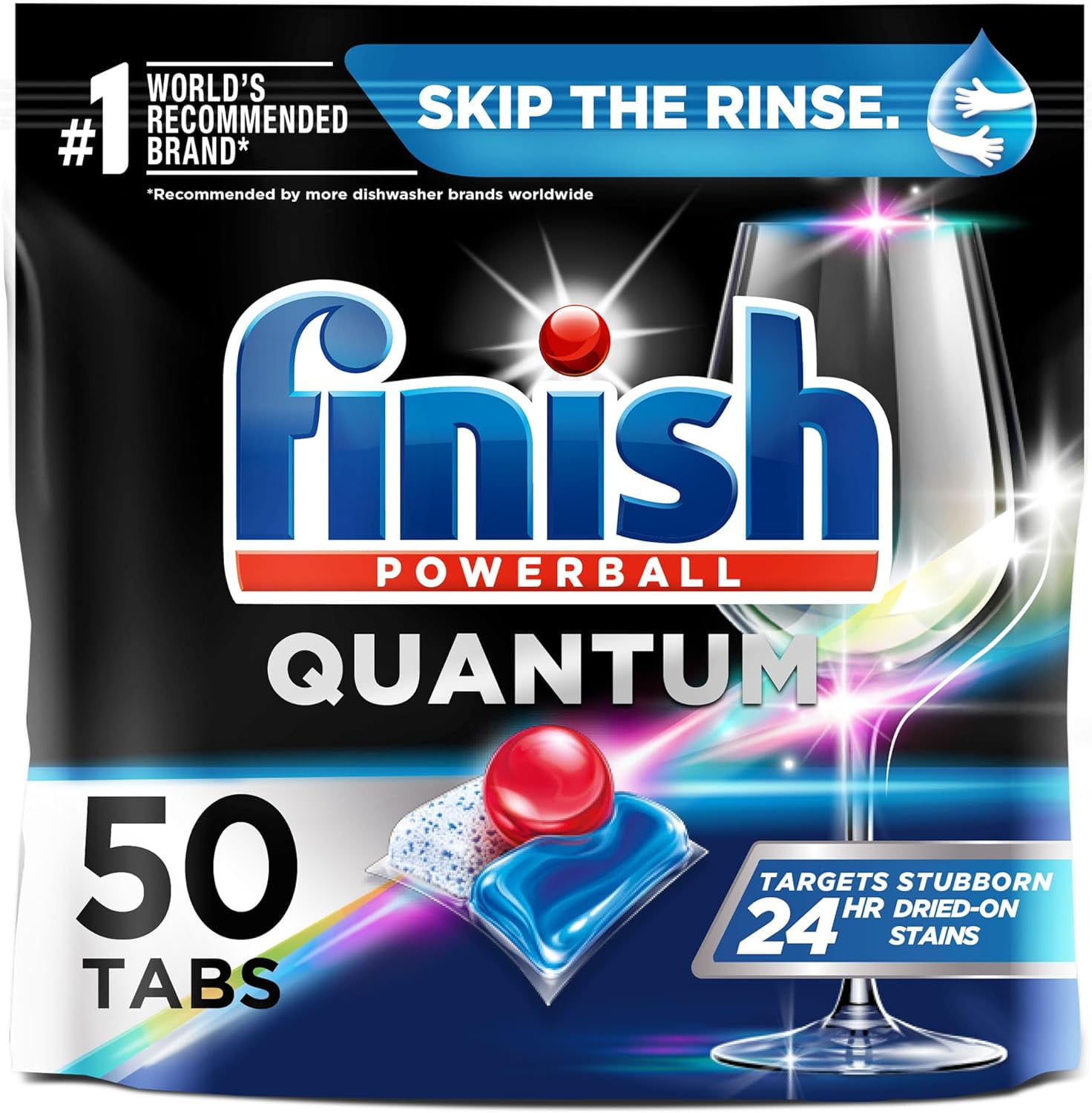 Finish Powerball Quantum Dishwasher Detergent Tabs, 100 count, 2 Bags of 50 Tabs