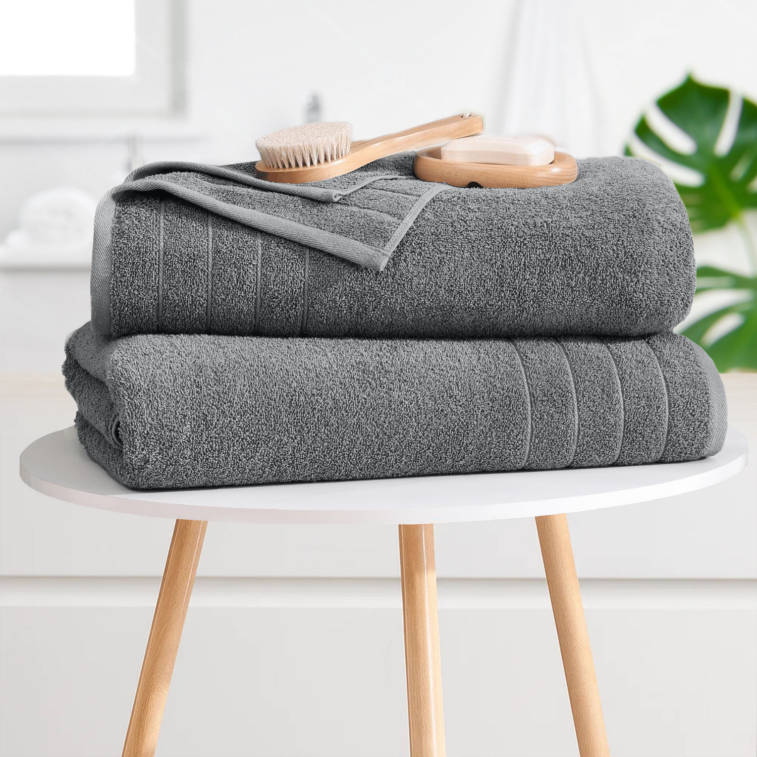 Dan River Bath Towel 30x60 pack of 4 Ultra Soft Quick Drying Large Cotton Towel - Gray