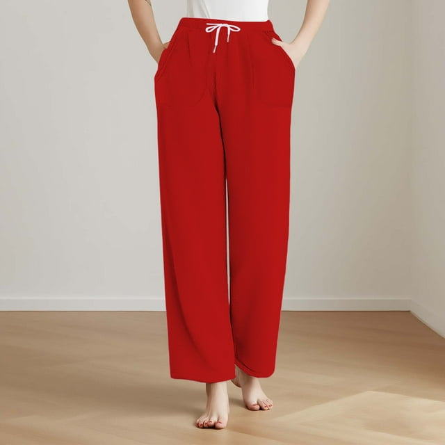 SDNall Womens Fleece Pajama Pants, Soft Thermal Lounge Pants with Pocket for Winter