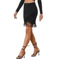 thumbnail image 4 of INSPIRE CHIC Women's Summer Beach Casual Solid Fringe Boho Midi Skirt, 4 of 5