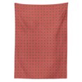 thumbnail image 2 of Checkered Tablecloth, Red Pink Orange Geometric Pattern White Lines Cells Graphic, Rectangle Satin Table Cover Accent for Dining Room and Kitchen, 60" X 90", Dark Coral Orange White, by Ambesonne, 2 of 2