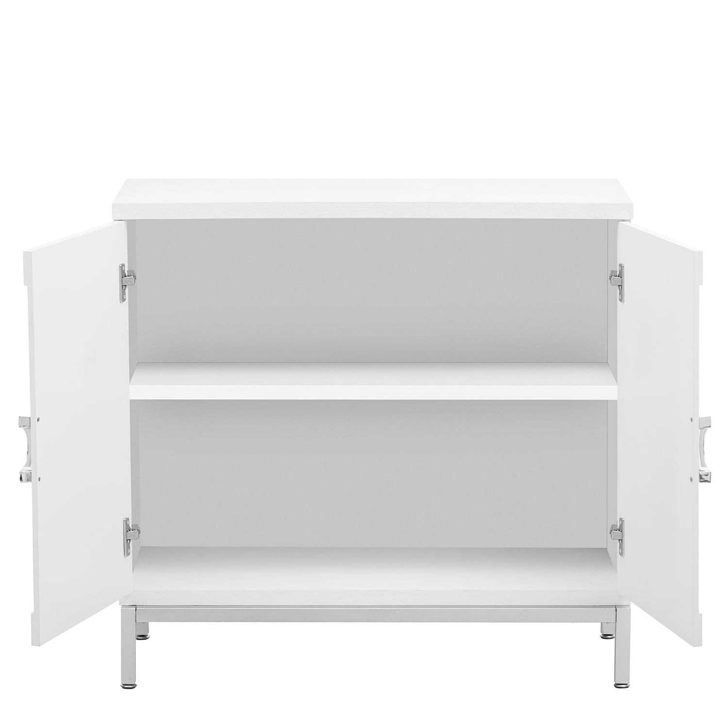 Kepooman 34" Kitchen Storage Cabinet, Storage Sideboard Buffet Cabinet with Solid Wood Veneer and Metal Leg Frame for Dining Room, White Kepooman 34" Kitchen Storage Cabinet, Storage Sideboard Buffet Cabinet with Solid Wood Veneer and Metal Leg Frame for Dining Room, White