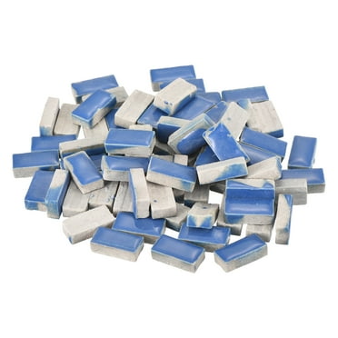200g Ceramic Mosaic Tiles for Crafts Bulk, Rectangle Blue Ceramic Tiles for Mosaic Kits