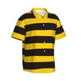 thumbnail image 2 of Kll Men'S Hawaiian Shirt Short Sleeve Button Down Beach Shirts-Bee Stripe, 2 of 8