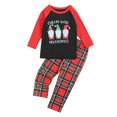 thumbnail image 3 of Christmas Parent-child Outfits Long Sleeve Round Neck Letter Pullover Patchwork Romper Plaid Trousers, 3 of 4