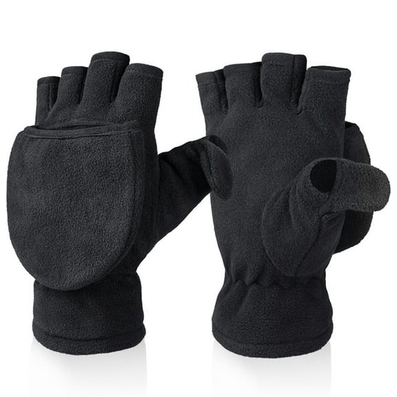 Man Women Winter Gloves Polar Fleece Kids Mittens Convertible Flip Top Fingerless Mittens Thermal Gloves for Boys Girls