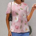 thumbnail image 6 of Floral Colorful Flower Women's T-Shirt Short Sleeve T Shirts Tops Tee Ladies Loose T, 6 of 6