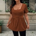 thumbnail image 2 of Daznico Women's Square Neck Short Sleeve Peplum Top with Crisscross Front Casual Blouse,XXL, 2 of 5
