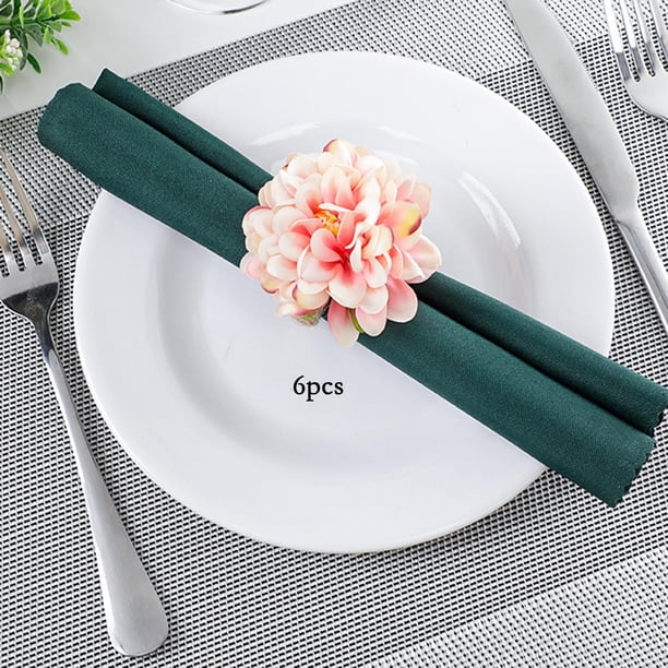 6 Servilleteros de Plástico Perfecl en Apariencia de Flor Rosa