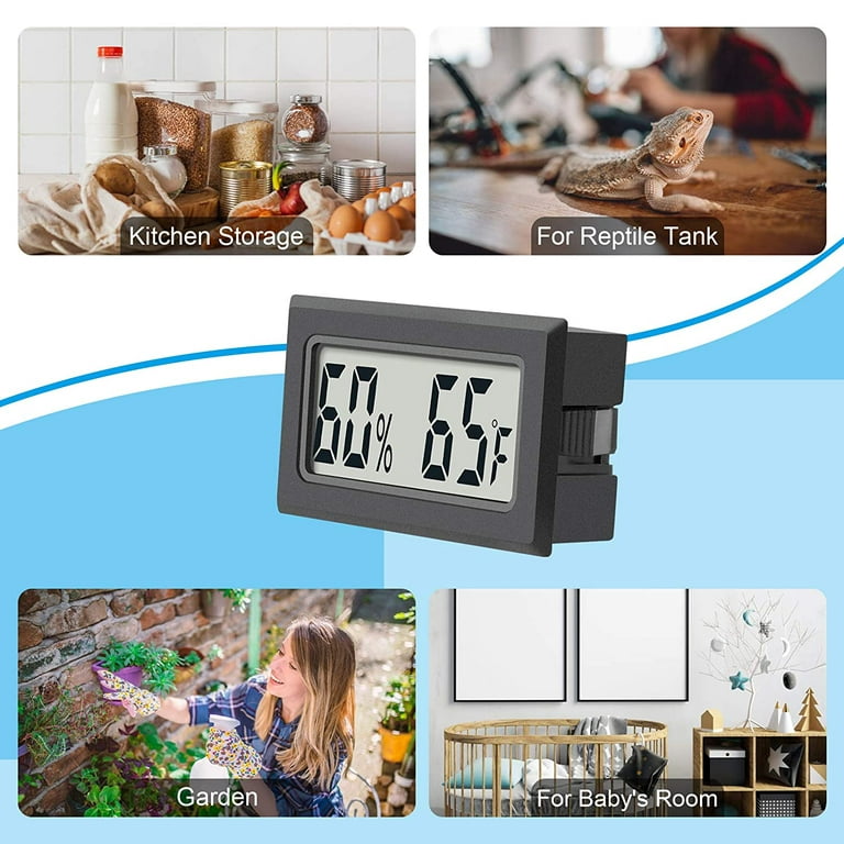 JEDEW 4-Pack Mini Digital Hygrometer Thermometer Gauge, Indoor Outdoor Temperature Humidity Meter for Greenhouse Humidors Incubators Reptile