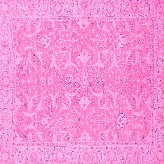 Ahgly Company Indoor Square Abstract Pink Modern Area Rugs, 3' Square