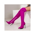 thumbnail image 5 of Eloshman Women Casual Zip Up Over The Knee Boots Formal Tall High Heels Non-Slip Stiletto Heel Rose Red 9, 5 of 8