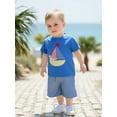 thumbnail image 6 of Rovasas Boy Outfit Sailboat Embroidery Short Sleeve T-Shirt + Plaid Shorts, 6 of 9