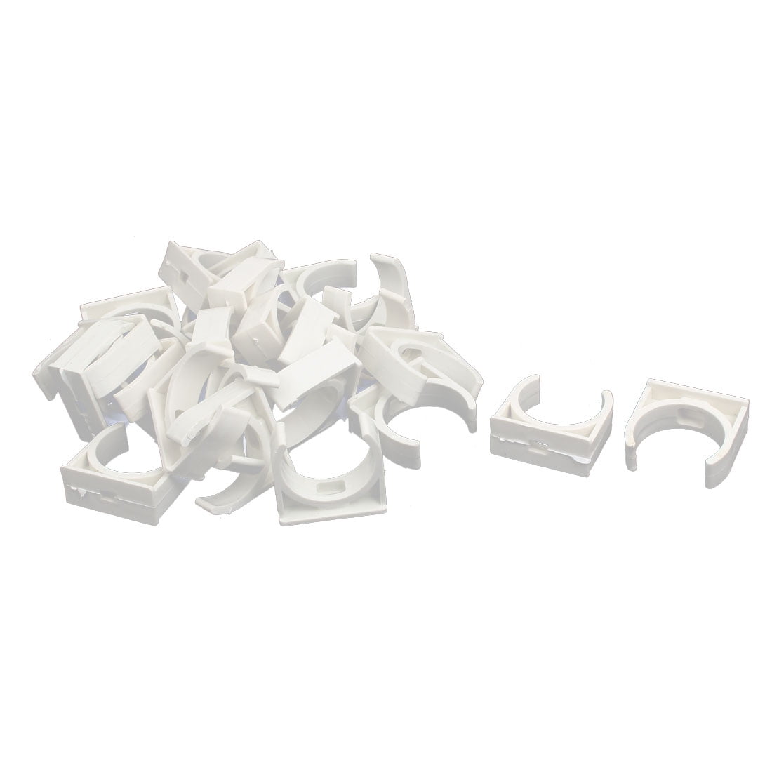 32mm Dia PVC U Shaped Pipe Fitting Clamps Clips Water Tube Holder White