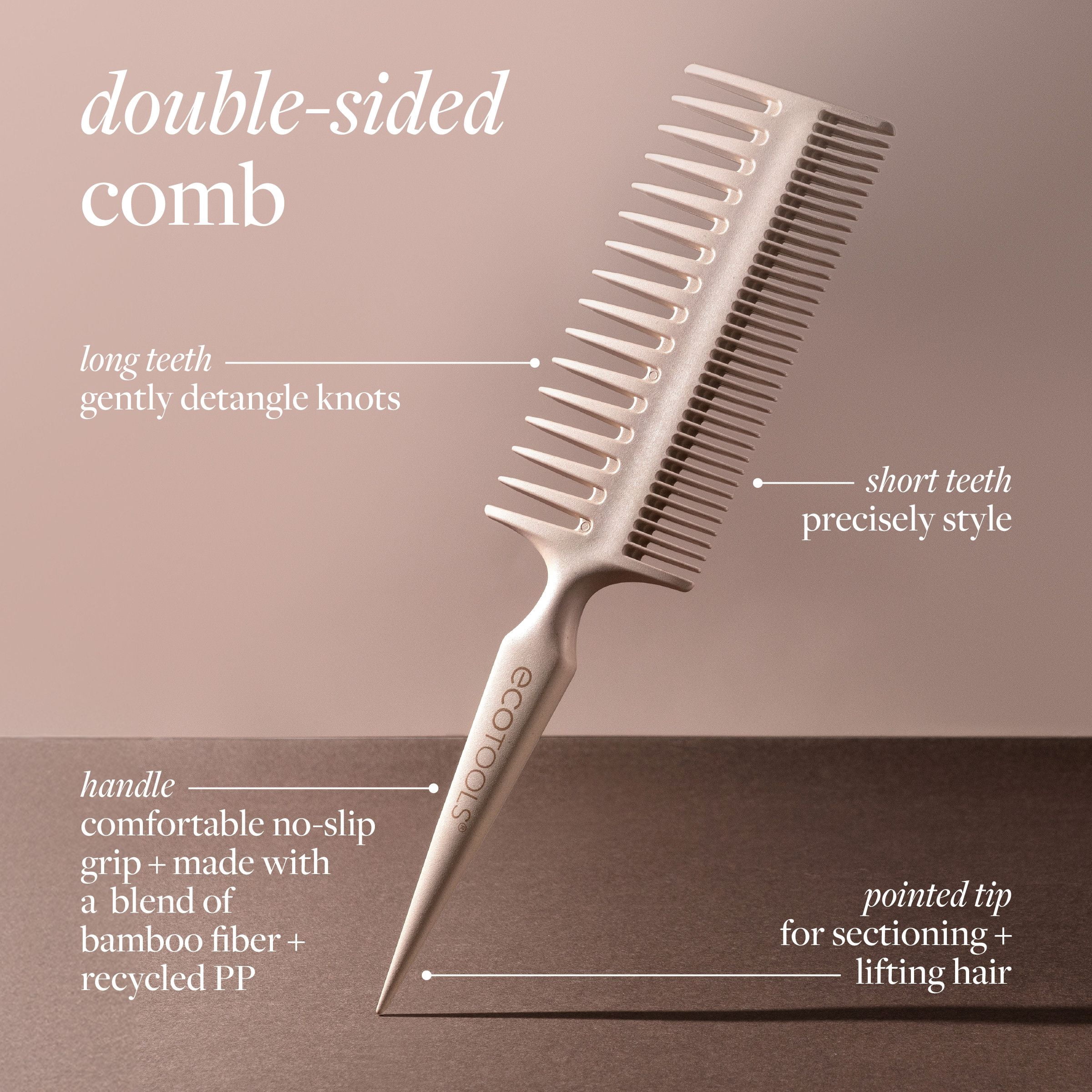 EcoTools Double-Sided Bamboo Hair Comb for Detangling and Styling