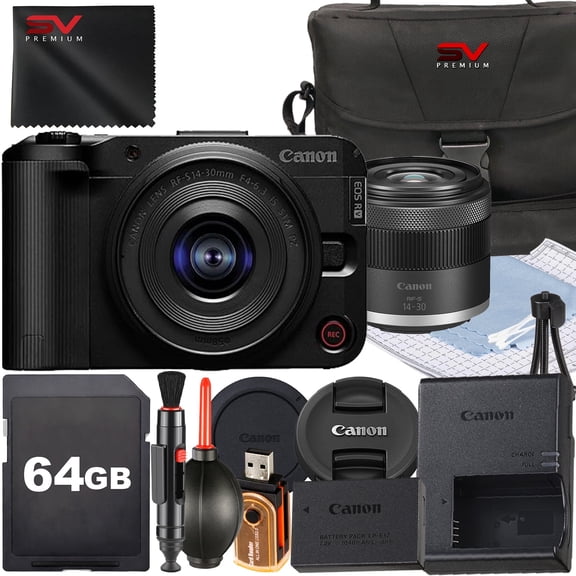 Canon EOS R50 V Mirrorless Camera with 14-30mm Lens   64GB Memory Card   SV Premium Accessory Bundle (International Version)