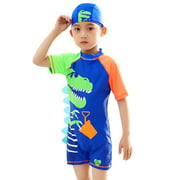 Boy Swimsuit One-piece Swimsuit Set Little Dinosaur Swimsuit-green2XL-