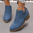 thumbnail image 6 of Vibrex Womens Casual Boots Women's Fashion Spring Fall Short Boots Solid Color Pointed Toe Back Zipper Thick Heel Low Heel Ankle Boots Casual Short Boots Comfortable Ankle Booties Trendy, 6 of 8