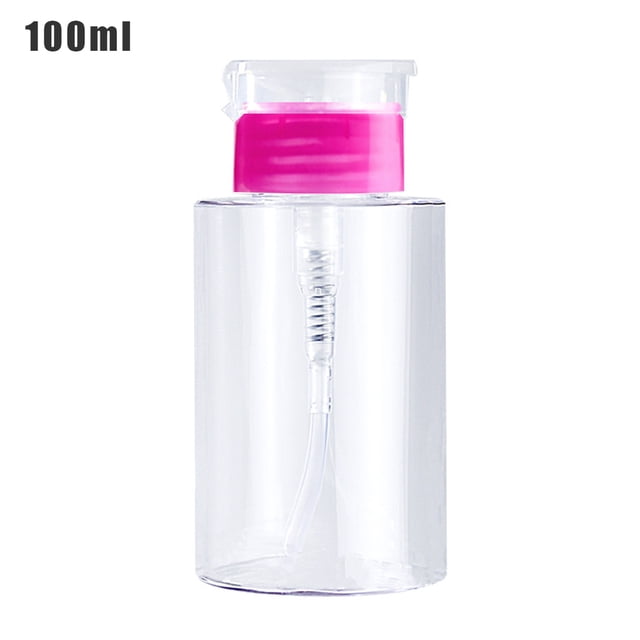 Flacon à Pression Démaquillant Récipient de Stockage Liquide Cosmétique Démaquillant Flacon à Pression en Plastique, Rouge Rose, 100ml